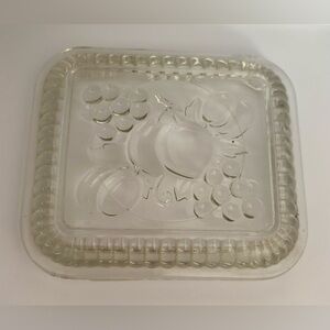 Vintage 1950s Federal Glass Refrigerator Dish LID ONLY Fruit Design 5”x4.5"